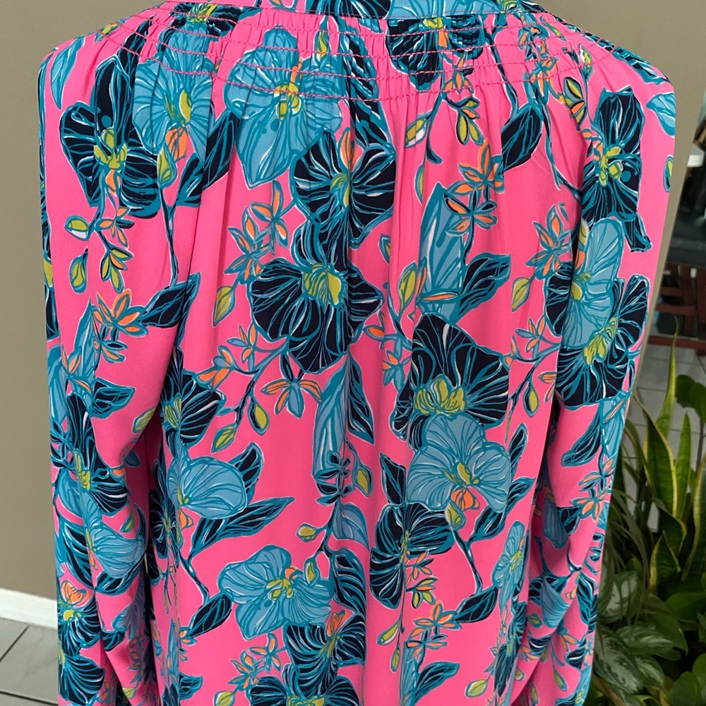 NWOT Lilly Pulitzer Medium Dress Floral Long Sleeve V-Neck - Picture 9 of 13